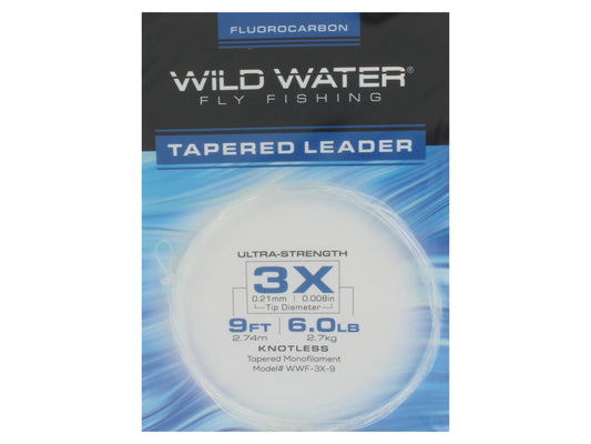 Wild Water Fly Fishing Fluorocarbon Leader 3X, 9', 3 Pack-Goodwynn's