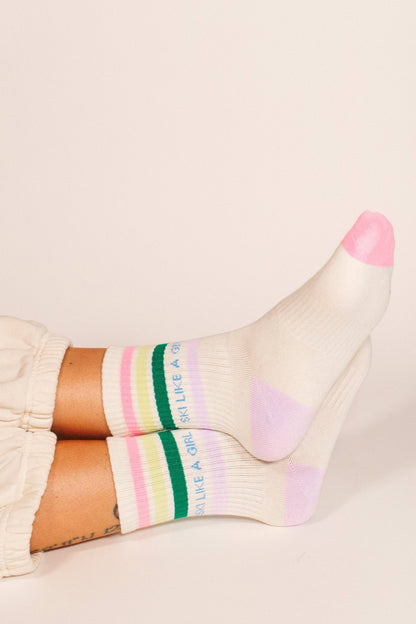 Ski Like a Girl - Ski Like a Girl Socks – Candy Stripe