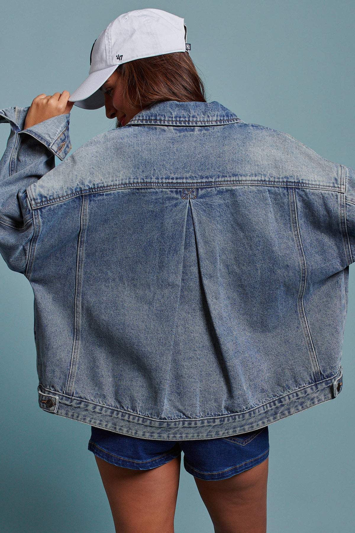 Urban Daizy - Oversized Button Up Pleated Back Western Jacket