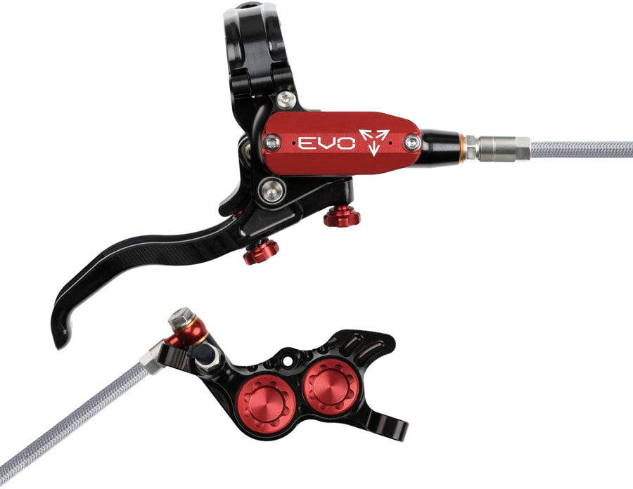 Hope EVO GR4 Disc Brake Lever Set - Right Hand Post Mount 4-Piston Braided Hydraulic Hose BLK/Red-Goodwynn'sGoodwynn's