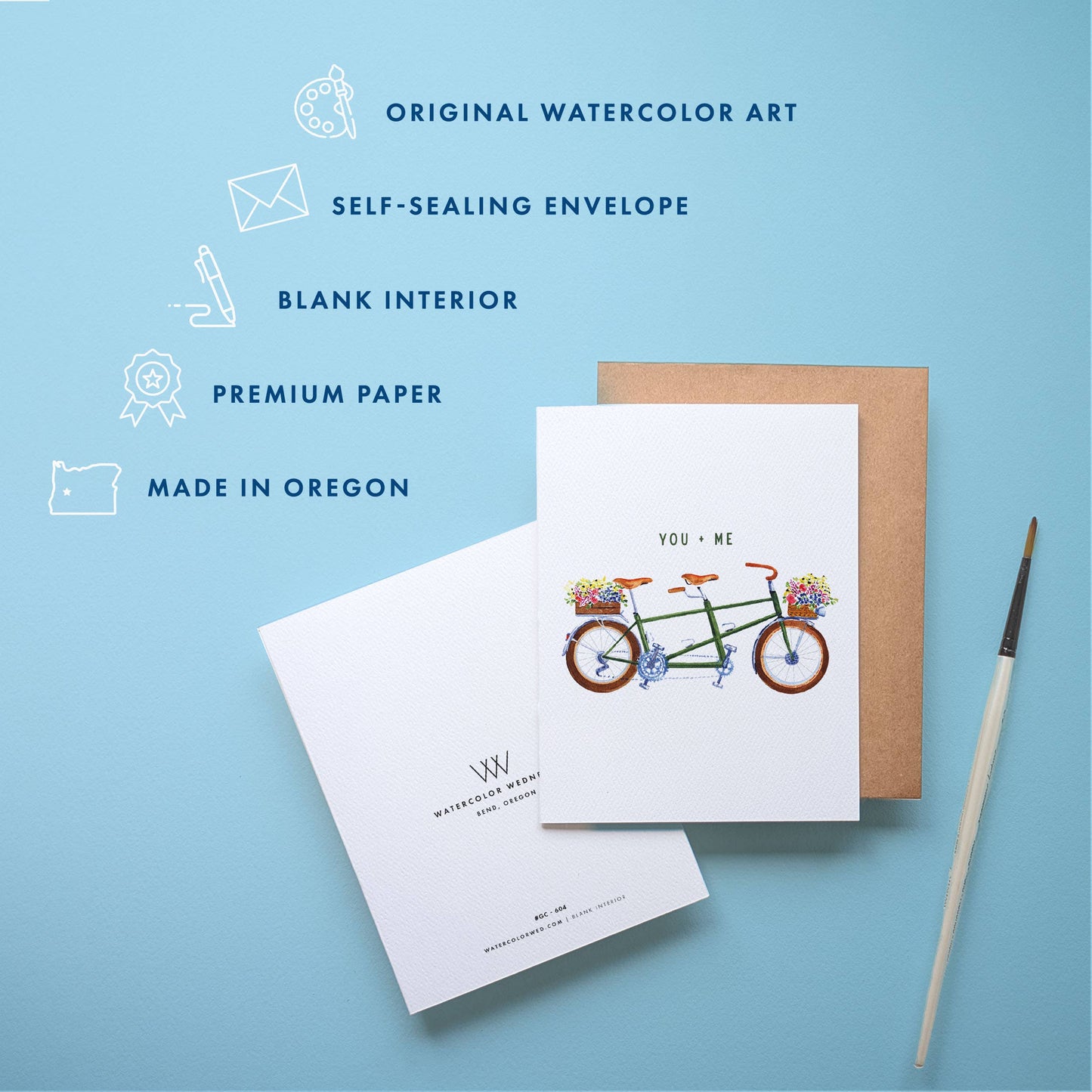 Watercolor Wednesday - Romantic Bike Card | Charming Valentine's Anniversary Card