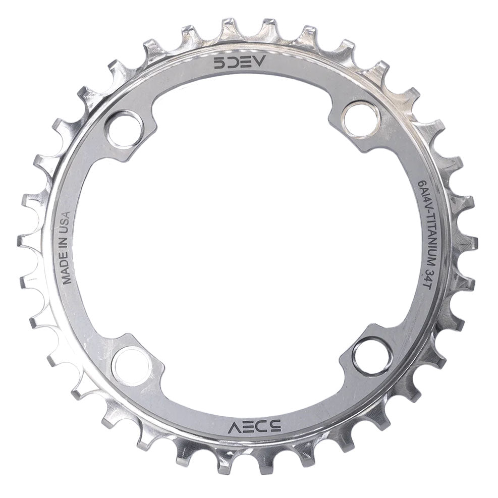 5Dev 104 BCD Titanium Chainrings 32T Raw/Silver-Goodwynn'sGoodwynn's