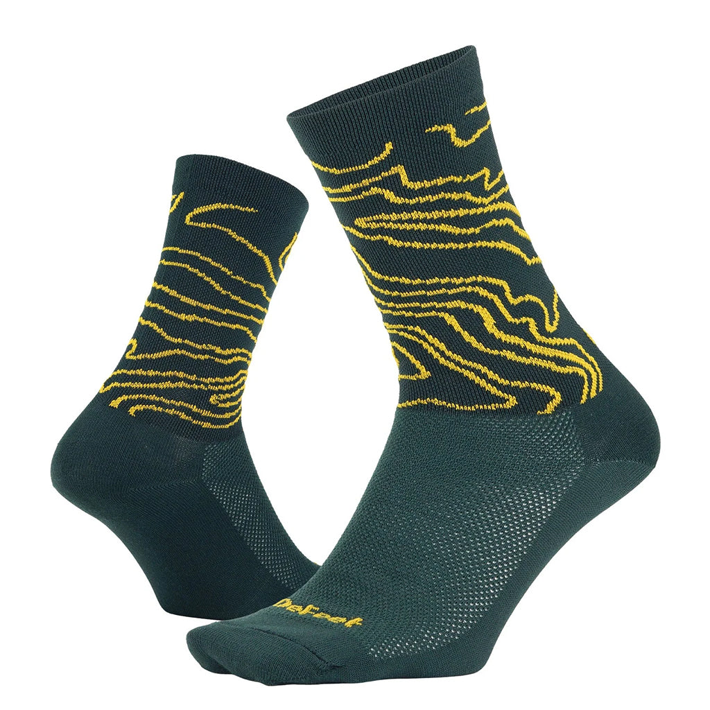 DeFeet Aireator 6" Topo Socks 7-9 Green/Gold-Goodwynn'sGoodwynn's