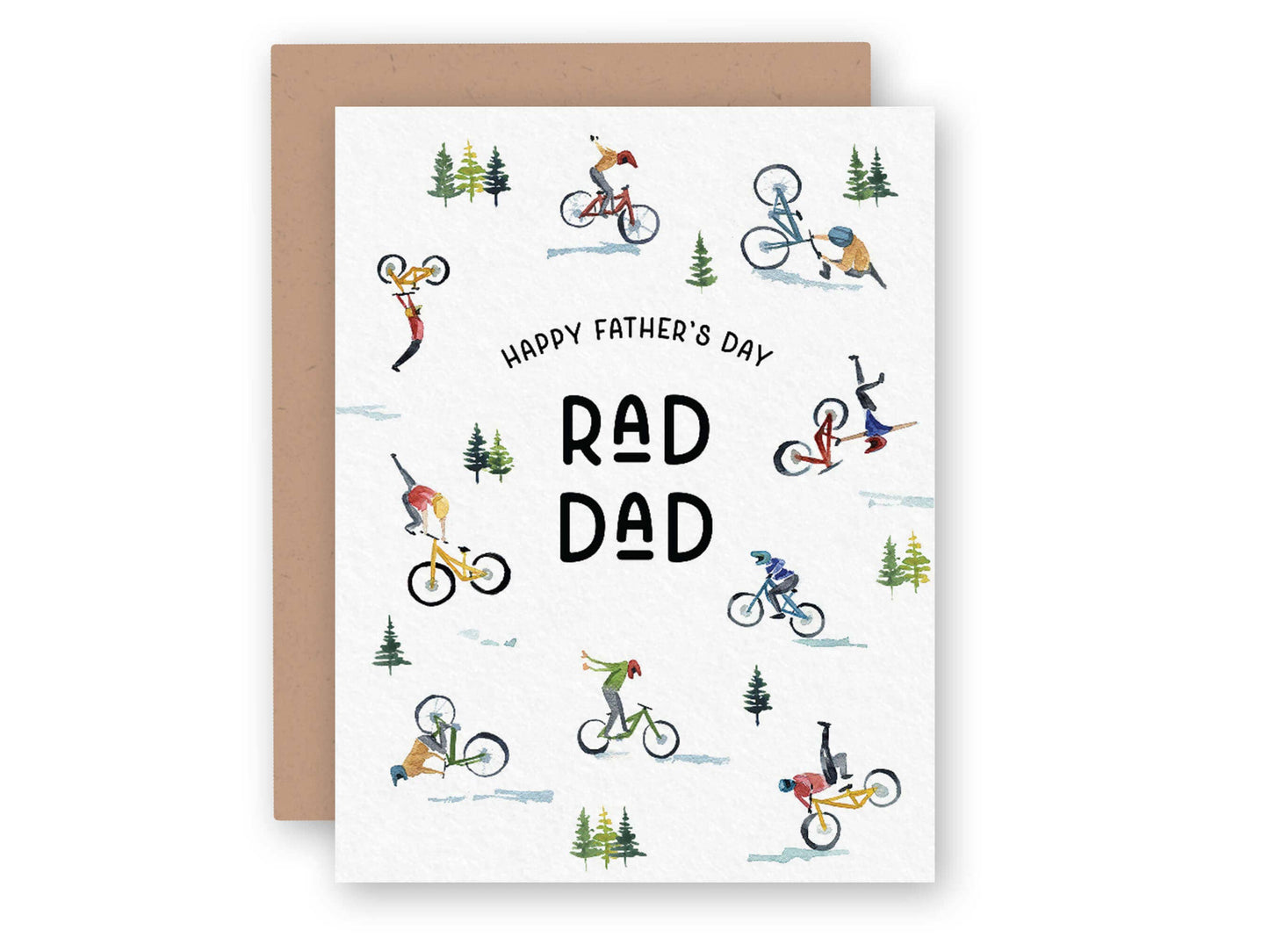 Watercolor Wednesday | Adventure Art & Stationery - Rad Dad | Watercolor Mountain Biker Father's Day Card