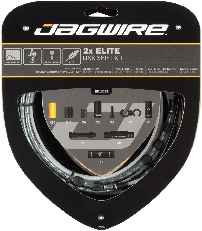Jagwire 2x Elite Link Shift Cable Kit SRAM/Shimano Polished Ultra-Slick Cables Ltd. Gray-Goodwynn'sGoodwynn's