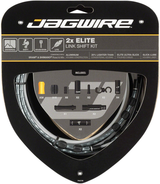 Jagwire 2x Elite Link Shift Cable Kit SRAM/Shimano Polished Ultra-Slick Cables Ltd. Gray-Goodwynn's