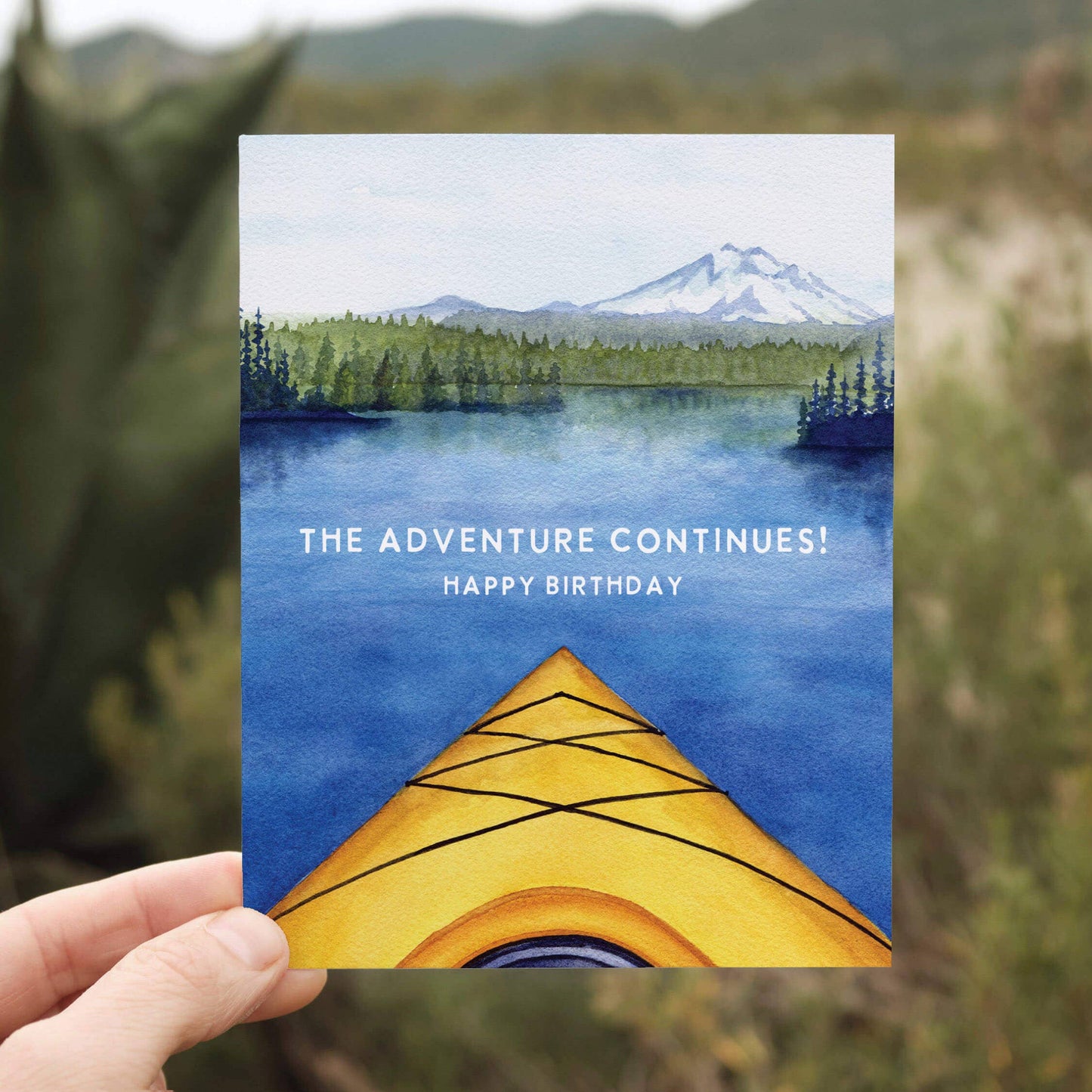 Watercolor Wednesday - Kayak Birthday Card | Mountain Lake Adventure Design