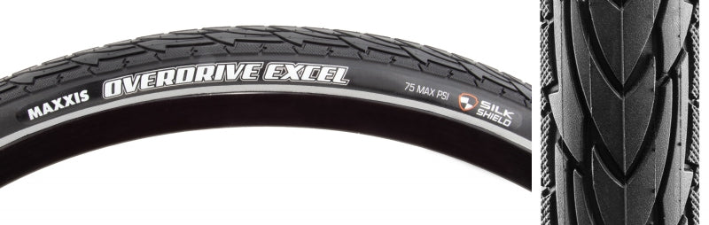 Maxxis Overdrive Excel Tire 700x40C Wire Clincher Single SilkShield Reflective 60TPI Black-Goodwynn'sGoodwynn's
