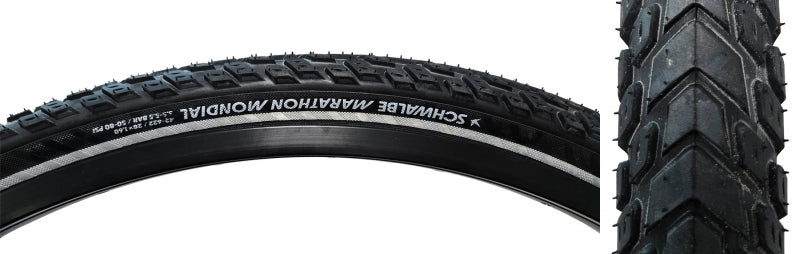 Schwalbe Marathon Mondial Tire - 700 x 42 Clincher Wire BLK/Reflective Performance Line RaceGuard Double Defense Addix-Goodwynn'sGoodwynn's
