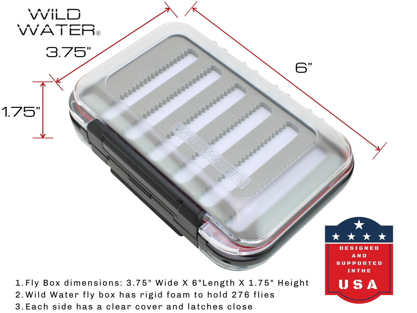 Wild Water Dry Fly Assortment, 72 Flies with Large Fly Box