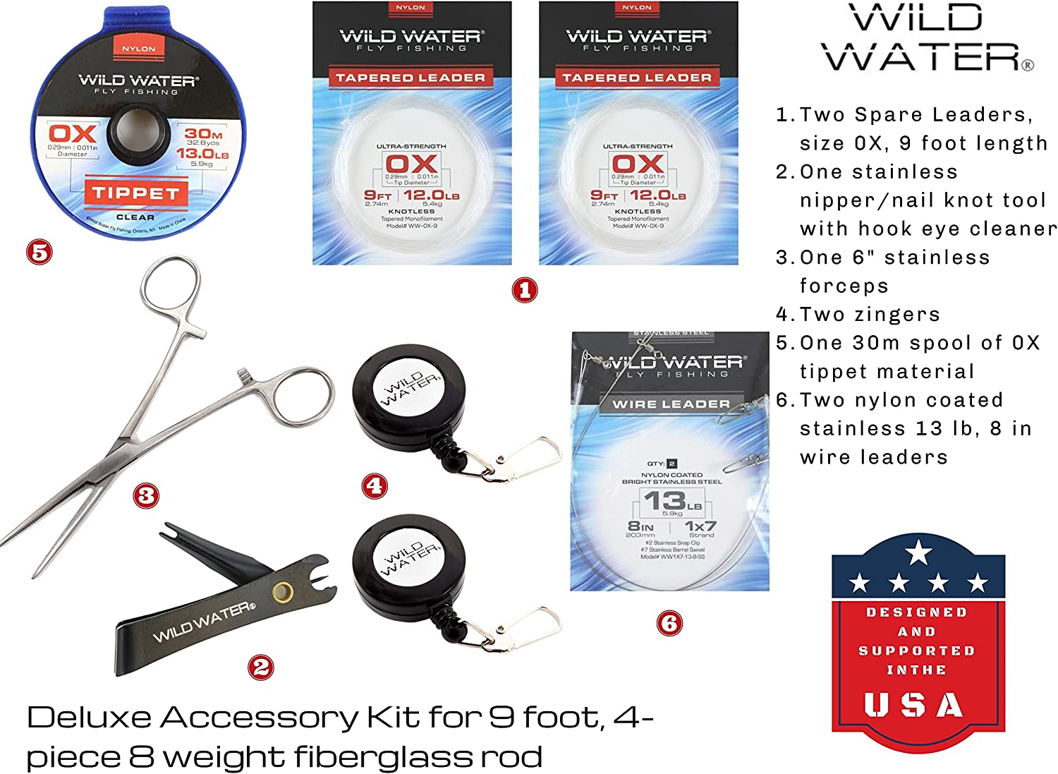 Wild Water Fly Fishing Kit with Fiberglass Rod 9 ft, 4-Piece, 8 wt Rod-Goodwynn'sGoodwynn's