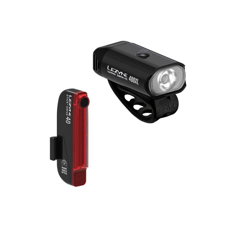 Lezyne Mini Drive 400XL / Stick+ Drive Light Front and Rear Black Set-Goodwynn'sGoodwynn's