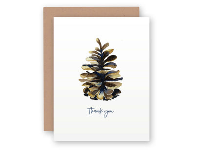 Watercolor Wednesday | Adventure Art & Stationery - Pinecone Thank You | Watercolor Greeting Card Note