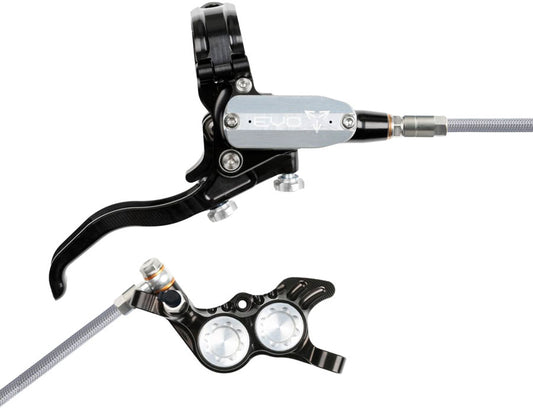 Hope EVO GR4 Disc Brake Lever Set - Right Hand Post Mount 4-Piston Braided Hydraulic Hose BLK/Silver-Goodwynn's