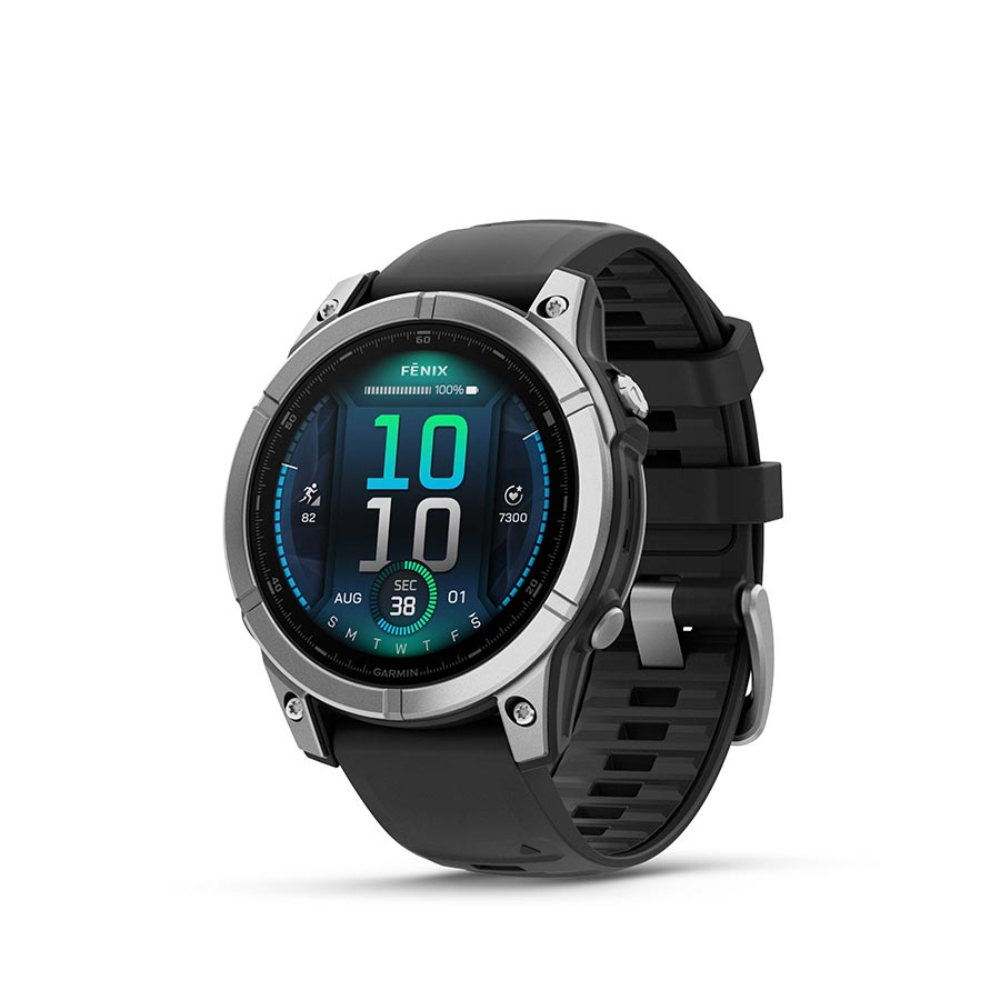 Garmin fenix E AMOLED 47mm Watch Watch Color: Stainless Wristband: Black - Silicone-Goodwynn'sGoodwynn's