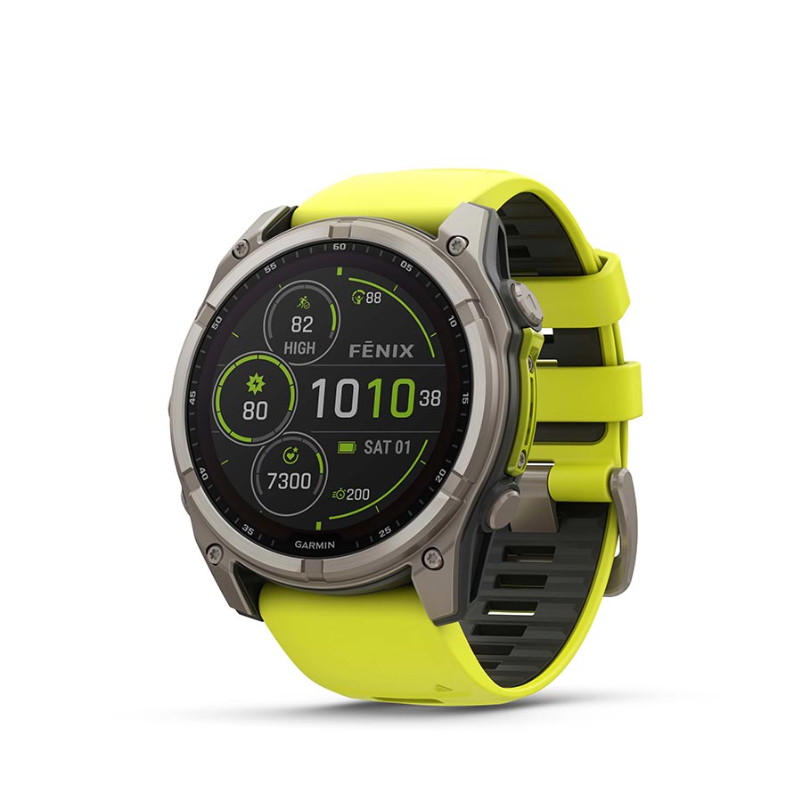 Garmin fenix 8 Solar Sapphire 51mm Watch Watch Color: Titanium Wristband: Amp Yellow/ Graphite - Silicone-Goodwynn'sGoodwynn's