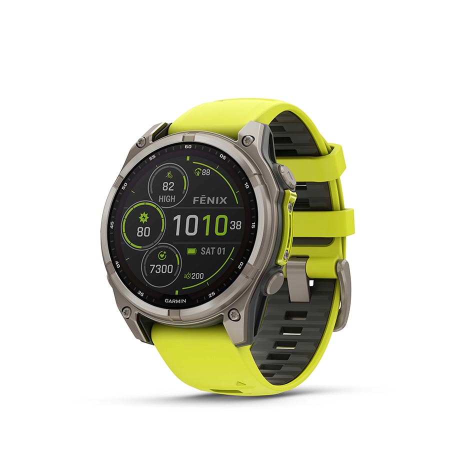 Garmin fenix 8 Solar Sapphire 47mm Watch Watch Color: Titanium Wristband: Amp Yellow/ Graphite - Silicone-Goodwynn'sGoodwynn's