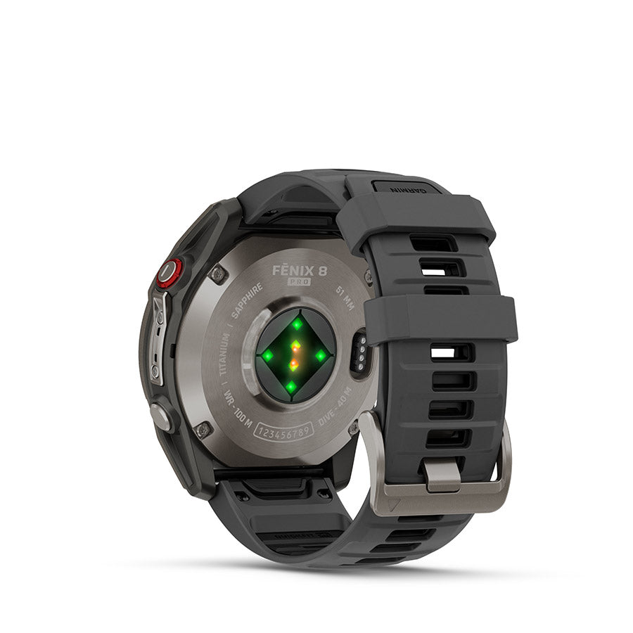 Garmin fenix 8 Pro 51 mm- AMOLED Sap. Watch Watch Color: Grey Wristband: Black - Silicone-Goodwynn'sGoodwynn's
