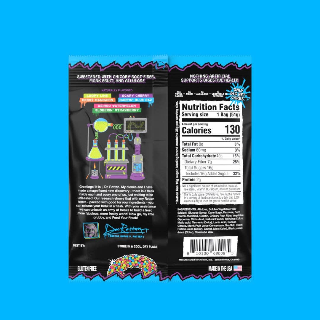Rotten Candy - Original Cruncheez Gummy Candy: GF, Prebiotics, Low Sugar