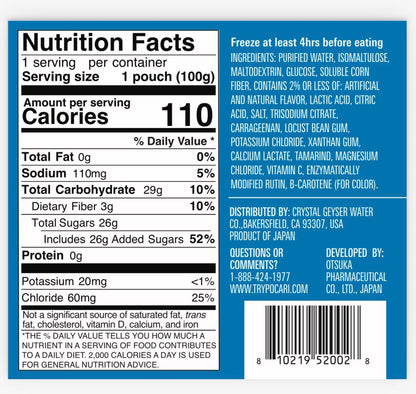 Crystal Geyser Water Company - Pocari Sweat Ice Slurry, Frozen Electrolyte Slush Pouches