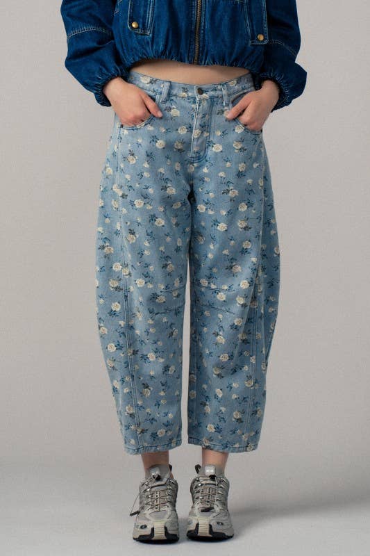 Urban Daizy - Floral Print Relaxed Fit Denim Pants-Goodwynn'sGoodwynn's
