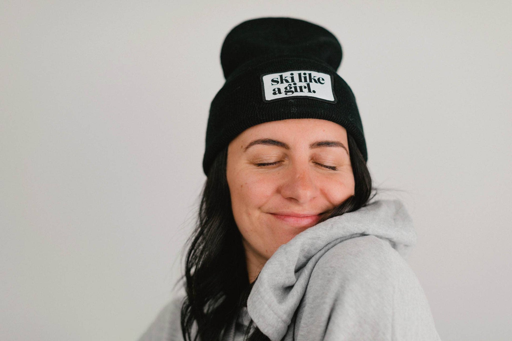 Ski Like a Girl - Ski Like a Girl Black Beanie with Patch-Goodwynn'sGoodwynn's