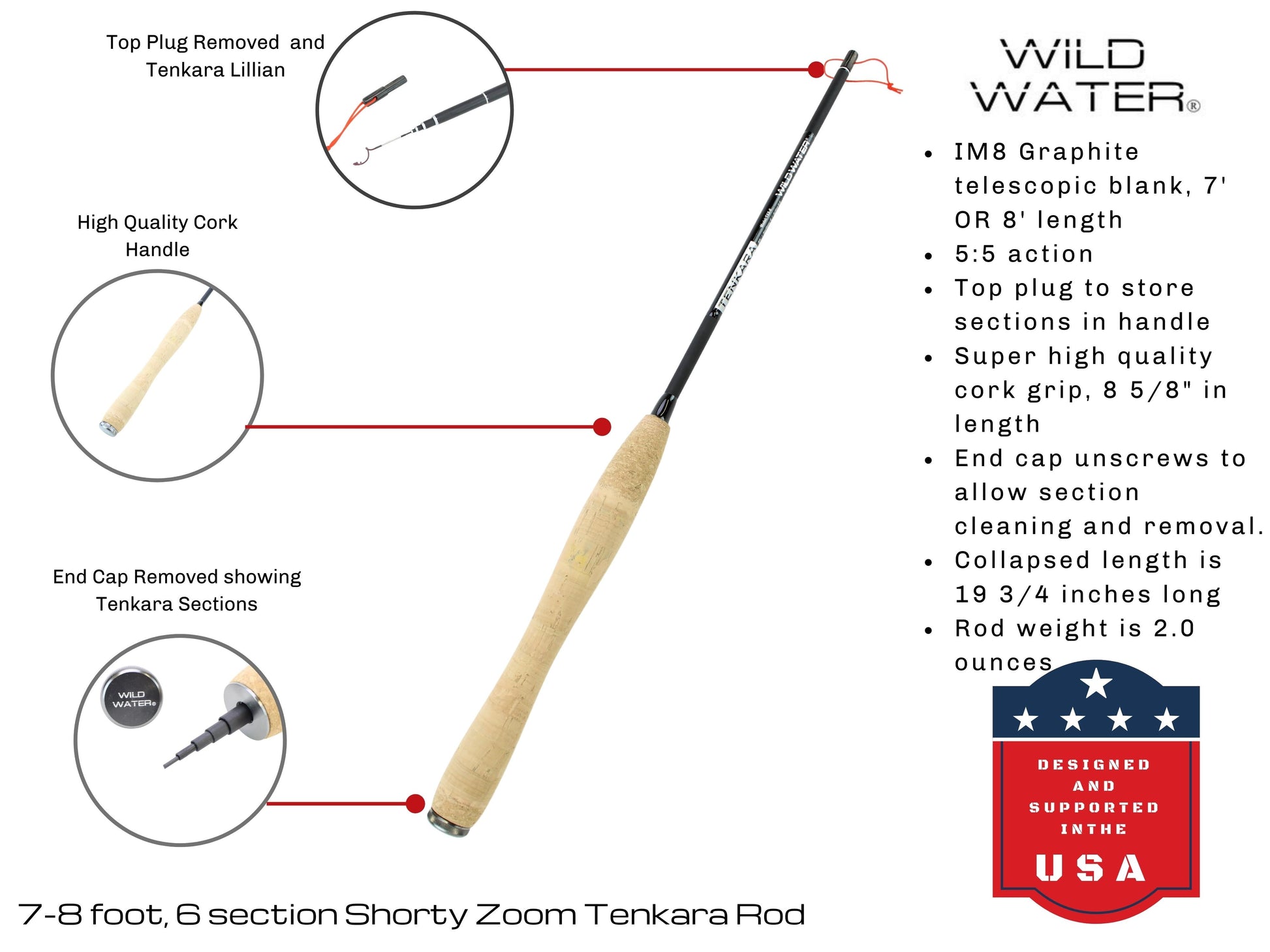 Wild Water Fly Fishing 7' - 8' Shorty Zoom Tenkara Rod-Goodwynn'sGoodwynn's
