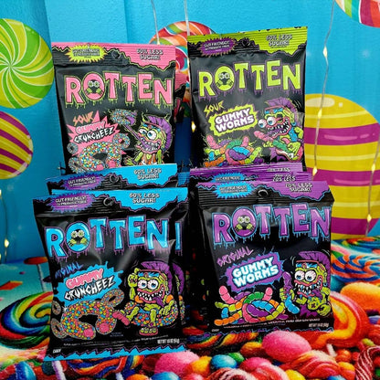 Rotten Candy - Gummy Worms & Cruncheez Candy Display: GF, Low Sugar