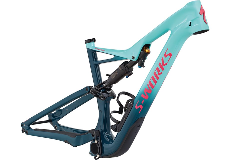 Specialized S-Works Stumpjumper fsr carbon 27.5 frm heritage gloss light turquoise / tropical teal / acid pink clean xl-Goodwynn'sGoodwynn's