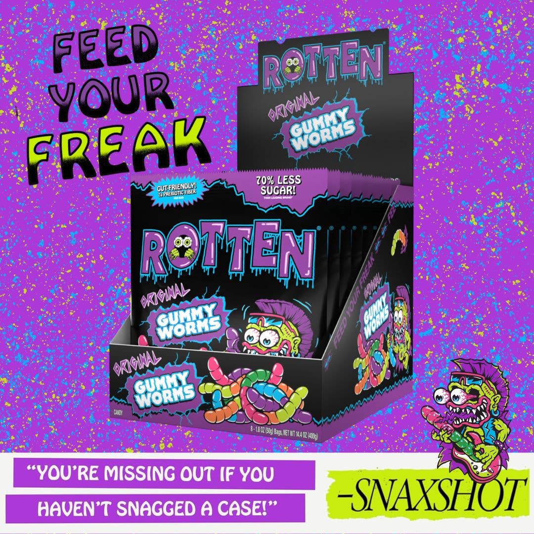 Rotten Candy - Original Gummy Worms Candy: GF, Prebiotics, Low Sugar-Goodwynn'sGoodwynn's
