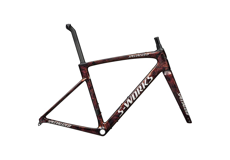 Specialized Roubaix S-Works Frmset Gloss Carbon / Red To Gold And Solidity Dry Brushed / Dune White 58