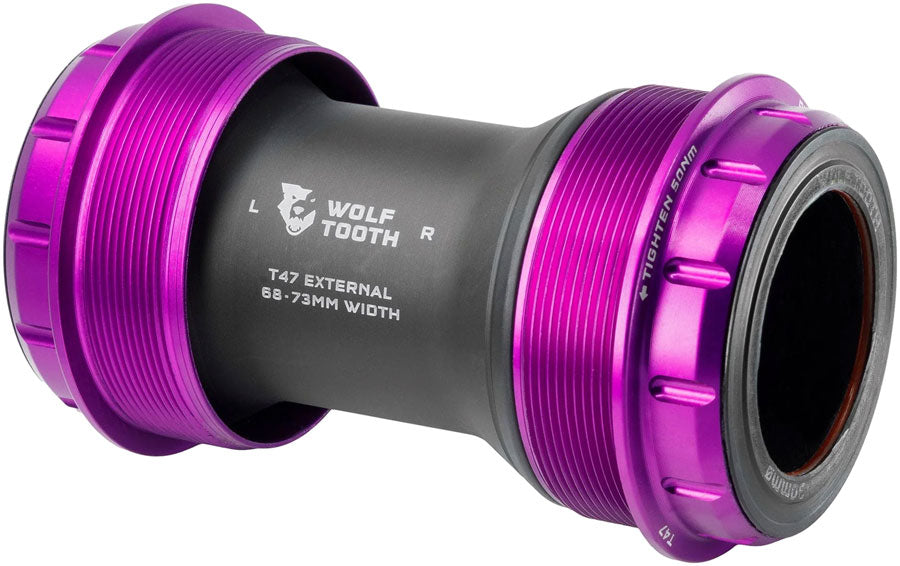 Wolf Tooth T47 External Bottom Bracket - T47 External 68/73mm For 30mm Spindle Ultraviolet Purple