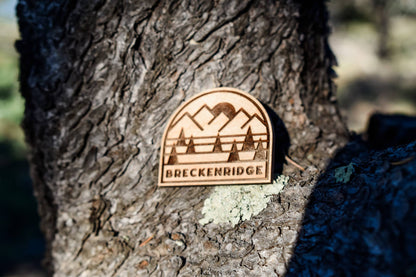 Pine + Ember - Customizable Wood Magnet: Sunset Badge