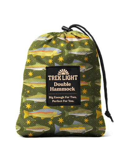 Trek Light - Double Hammock | Trout Print | Hanging Kit Sold Separate