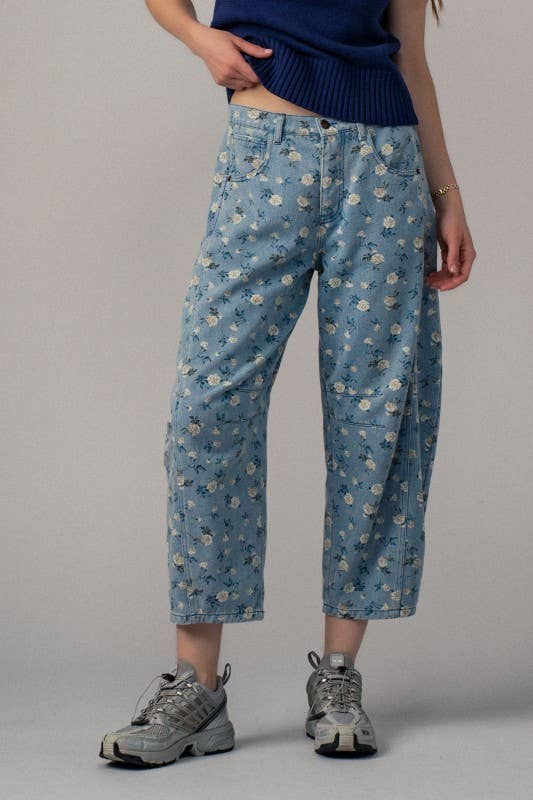 Urban Daizy - Floral Print Relaxed Fit Denim Pants-Goodwynn'sGoodwynn's