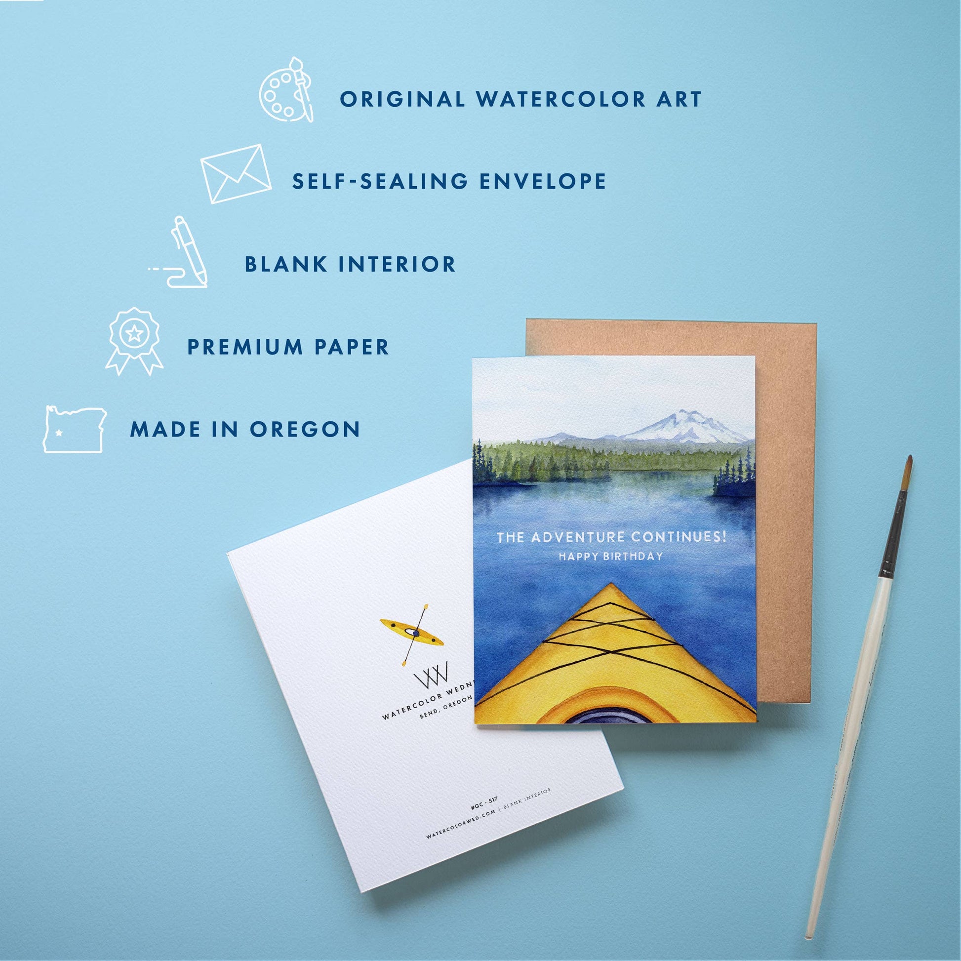 Watercolor Wednesday - Kayak Birthday Card | Mountain Lake Adventure Design-Goodwynn'sGoodwynn's