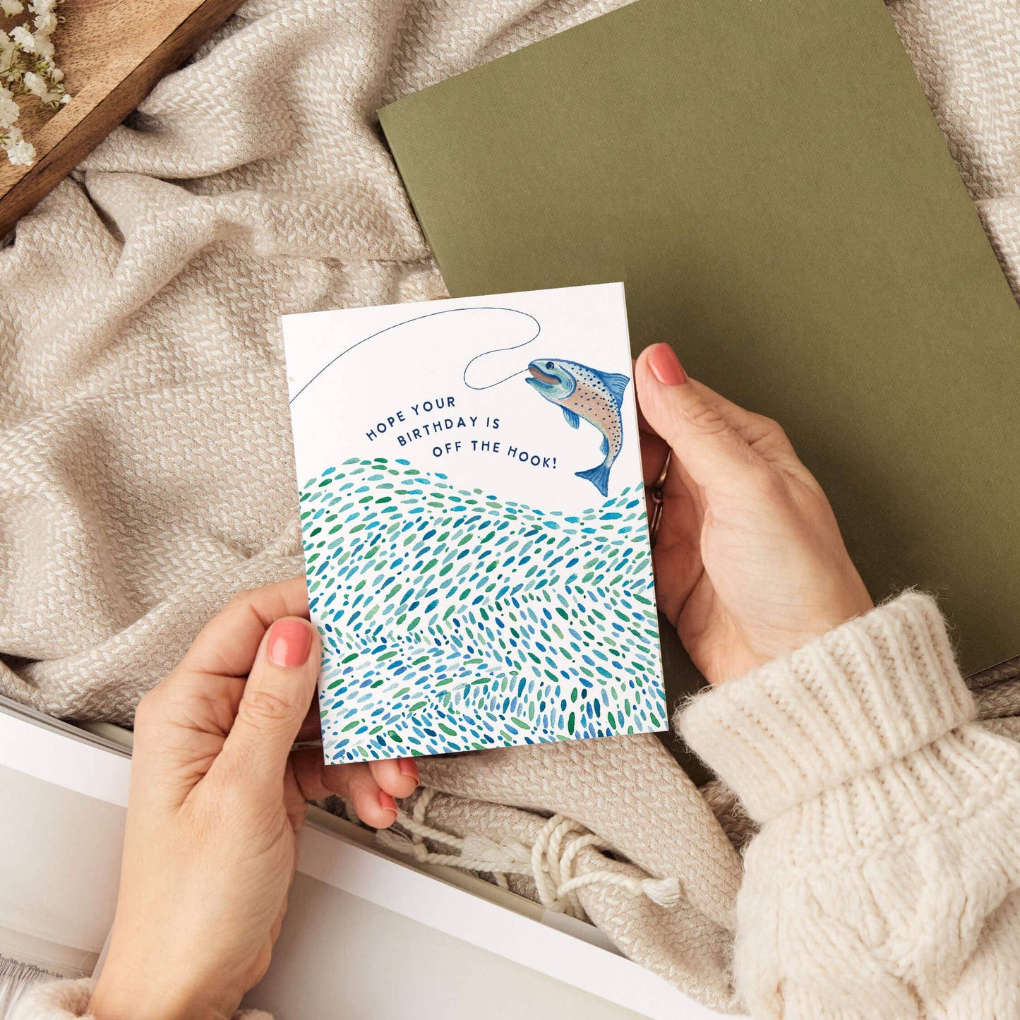 Watercolor Wednesday | Adventure Art & Stationery - Off the Hook Fishing | Birthday Card