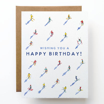 Watercolor Wednesday - Skiing Birthday Card | Winter Happy Birthday Card for Skier