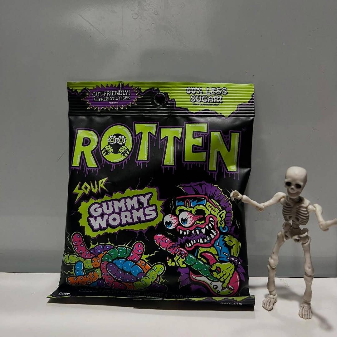 Rotten Candy - Sour Gummy Worms Candy: GF, Prebiotics, Low Sugar