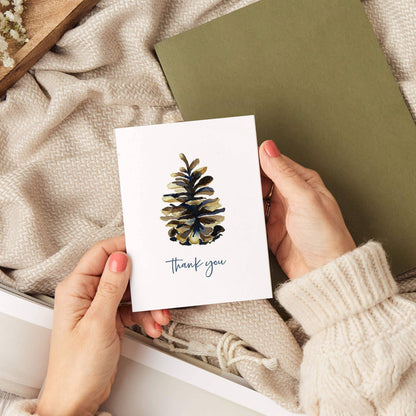 Watercolor Wednesday | Adventure Art & Stationery - Pinecone Thank You | Watercolor Greeting Card Note