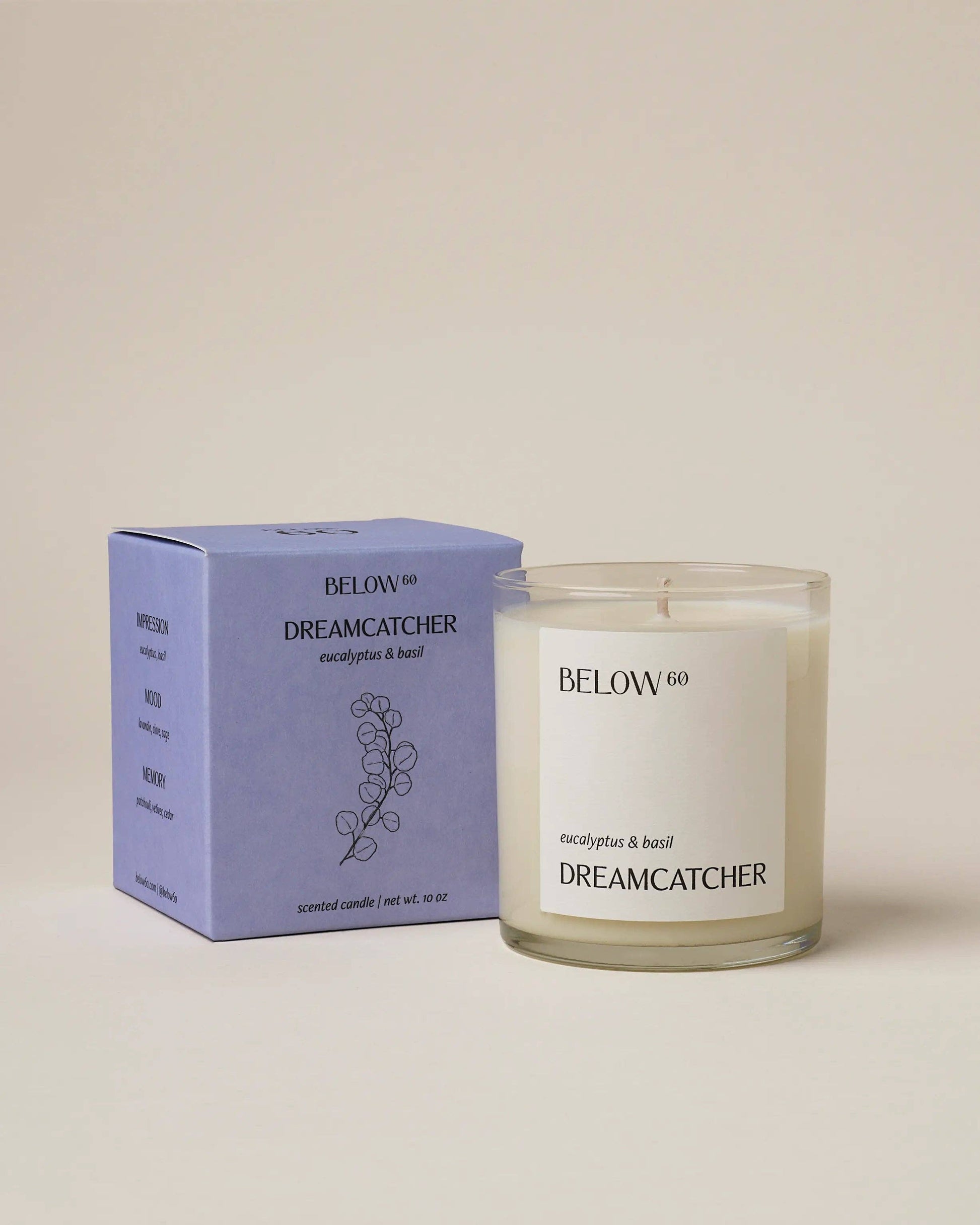 Below 60 - Dreamcatcher (eucalyptus & basil) | 10oz Soy Wax Candle | Fresh Herbal Home Fragrances by Hilary Duff-Goodwynn'sGoodwynn's