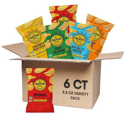 The Good Crisp Company - Crinkle Cut Chips Variety Pack (Pack of 6 Bags)