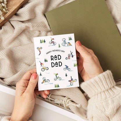 Watercolor Wednesday | Adventure Art & Stationery - Rad Dad | Watercolor Mountain Biker Father's Day Card