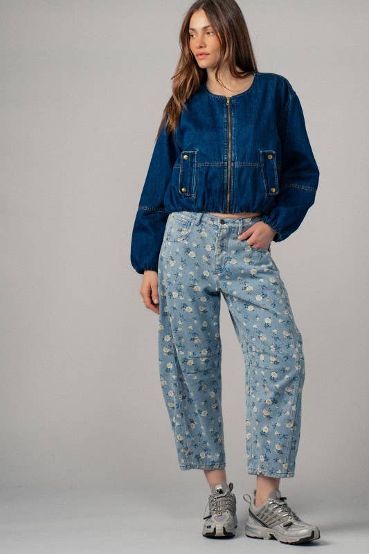 Urban Daizy - Floral Print Relaxed Fit Denim Pants-Goodwynn'sGoodwynn's