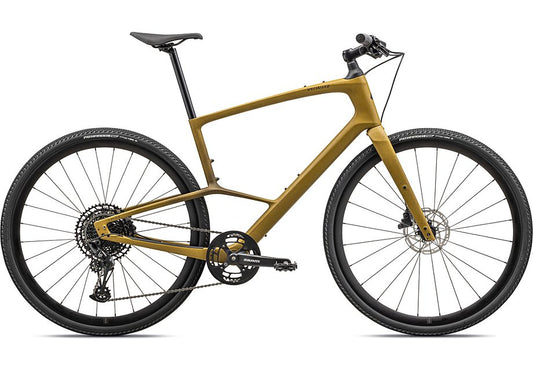2023 Specialized sirrus x 5.0 bike satin harvest gold / harvest gold tint fade / obsidian speckle / satin obsidian reflective xs-Goodwynn's