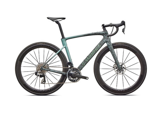 2026 Specialized Roubaix S-Works Axs Bike Satin Carbon/Fjord Metallic Dust Dry Impasto + Fade/Gloss Premium Fjord Metallic 52-Goodwynn's