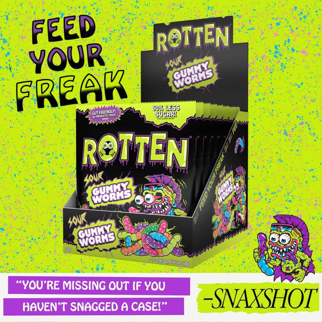 Rotten Candy - Sour Gummy Worms Candy: GF, Prebiotics, Low Sugar-Goodwynn'sGoodwynn's