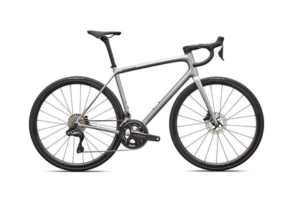 2026 Specialized Aethos Pro Di2 Bike Gloss Shadow Silver / Emerald Metallic 54