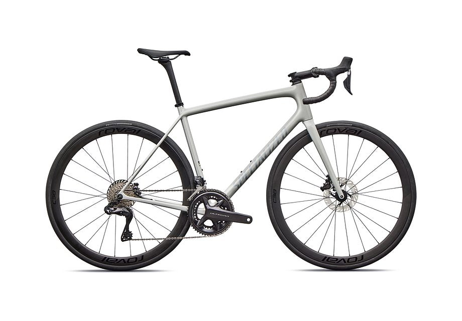 2026 Specialized Aethos Expert Di2 Bike Gloss Dolomite Metallic / Blue Pearl Over Shadow Silver 54