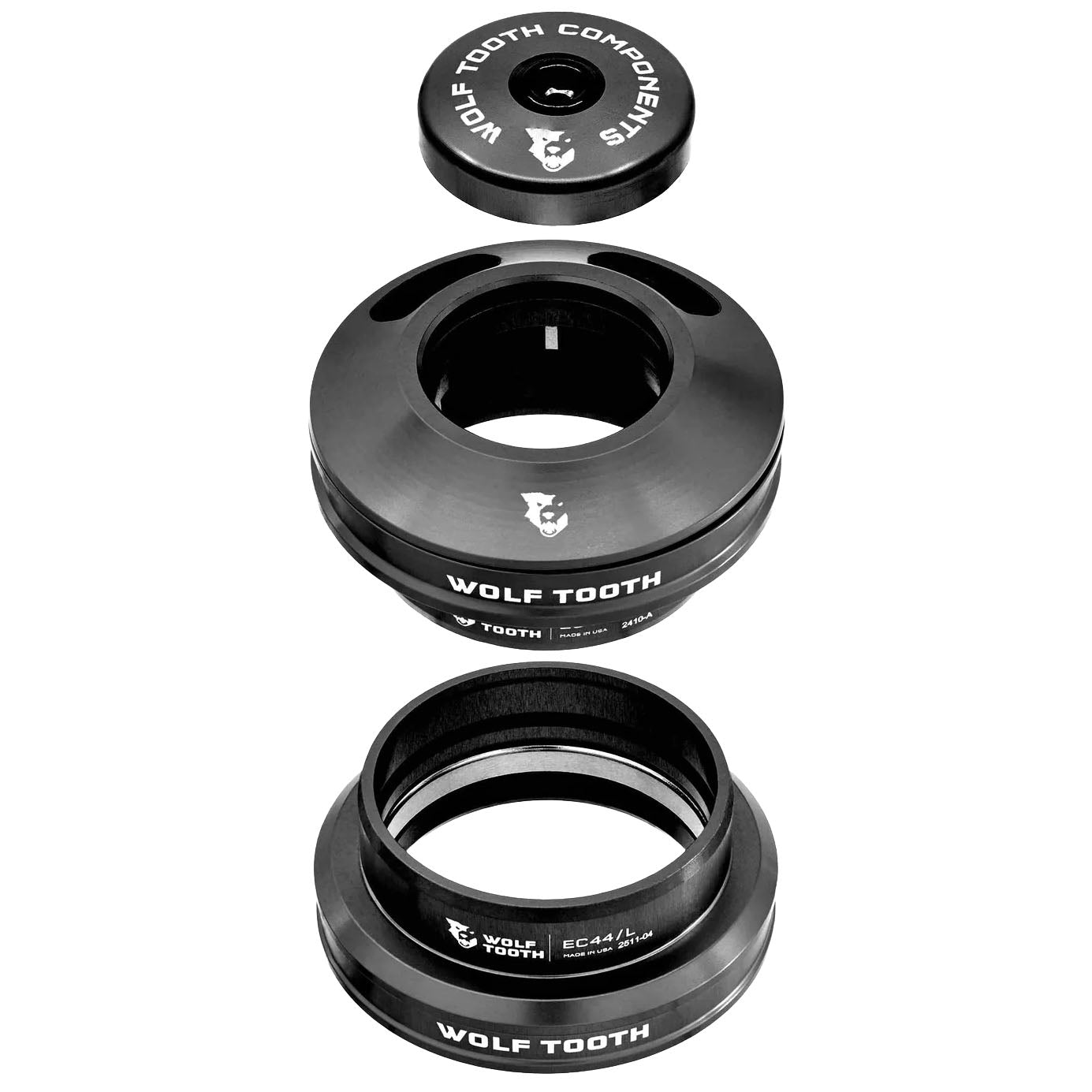Wolf Tooth Components Semi-Internal EC44 Premium Upper& Lower Headset Black-Goodwynn'sGoodwynn's